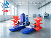 HANGFENG GWZJ107C Moteur électrique AC 1 CV 380V en acier inoxydable, 4 cannelures, 2 hélices, pompe flottante à roue à aubes, aérateur avec boîte de vitesses