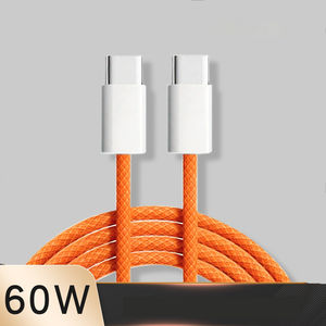 Câble de charge rapide USB de type C à type C en nylon <span class=keywords><strong>orange</strong></span> universel neuf 60W PD, câble de type C pour <span class=keywords><strong>Ip</strong></span> 17 Pro - Product Image 2
