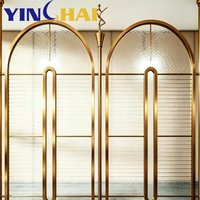 Cloison en verre ondulé ovale en acier inoxydable doré intégré YINGHAI pour maison, villa, hôtel