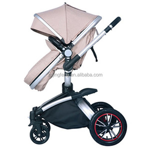 Passeggino 3-in-1 in Metallo e Pelle PU, Pieghevole, con Culla Alta e Seggiolino Auto, Combo da Viaggio per Neonati - Product Image 2