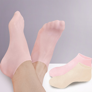 Silicone Foot Masks <b>Socks</b> Pink Skin Tone Exfoliating Dead Skin Removal <b>Moisturizing</b> Foot Care - Product Image 1
