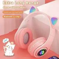 Casque audio LED STN28 de haute qualité avec oreilles de chat, suppression du bruit, pour adultes, enfants, filles, sans fil, pliable