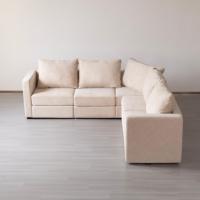 Canapé modulaire sectionnel inclinable en L 3 places de qualité export, avec revêtement en lin durable, design écologique, idéal pour appartement moderne et hôtel