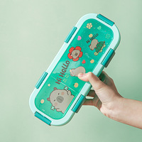 Boîte à lunch de dessin animé, boîte bento pour élèves du primaire, grande capacité, mignonne, portable, compartimentée, étanche, en acier inoxydable 304
