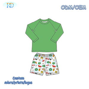Ruidian Infant Boys 2 Piece Rash Guard Set Raglan Long Sleeve Solid Top Printed <strong>Swim</strong> Shorts <strong>Toddler</strong> Beach Water Park <strong>Costume</strong> - Product Image 6