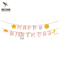 Fiesta de cumpleaños para niños, pancarta de dibujos animados, decoración de fiesta, pancarta del alfabeto, Bandera de cola de pez, venta al por mayor