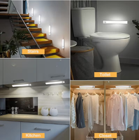 Lampu LED dengan Deteksi Gerakan, Kecerahan Dapat Disesuaikan, Dapat Diisi Ulang untuk Lemari Rumah, Kamar Tidur, Tangga, Dapur, Ruang Piano