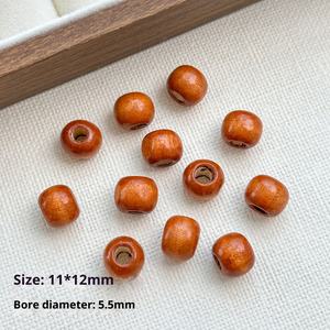 10 pièces/sac Perles d'espacement en bois massif, étoile, lune, Bodhi, perles rondes à grand trou pour bracelet et collier faits à la main - Product Image 5