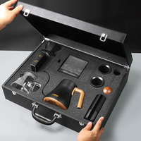 Ensemble de cafetière à filtre manuelle Nibu pour le camping, kit de café à faire couler avec boîte cadeau et valise en cuir pour servir du thé et du café en plein air