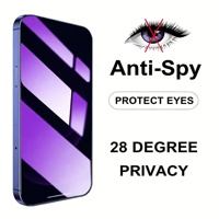 Lot de 2 films de protection d'écran anti-espion, anti-lumière bleue, en céramique souple, violet, compatible iPhone 18