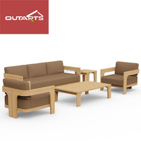 Mobilier d'extérieur scandinave Patio canapés imperméables en teck patiné Villa mobilier d'extérieur jardin ensemble de canapés en bois massif