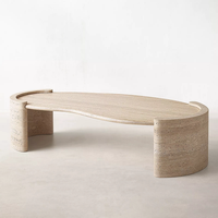 Table basse en travertin naturel, design nordique minimaliste, table centrale en pierre de luxe léger pour villa, salon, salle d'exposition