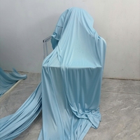 Rideau de fond de scène en tissu polyester soie de lait, simple, moderne et luxueux, détachable, double couche, bleu, pour mariage