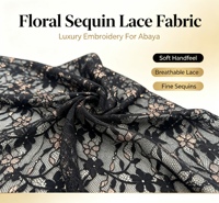 Tissu en dentelle florale de luxe avec sequins, doux et respirant, brodé, pour Abaya musulmane de Dubaï, robe de soirée et caftan