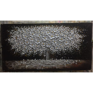 Venta al por mayor personalizado hecho a mano lienzo grande 3D cuchillo de plata árbol flor cuadros de pared modernos hogar decorativo pintura al óleo flores - Product Image 5