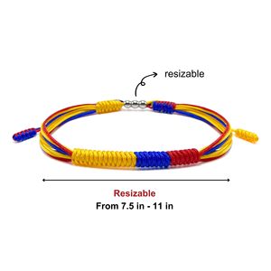 Pulsera de cuentas de plata de cadena colorida multicapa de moda cordón tejido hecho a mano ajustable España México Alemania EE. UU. Pulseras con bandera - Product Image 2