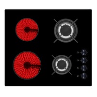 4 brûleurs zone BBQ Combinaison de plaques de cuisson électriques en céramique Tables de cuisson à gaz mixtes