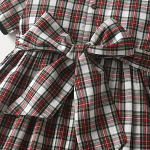Tartan natalizio per bambini con colletto ribollito a maniche corte per le vacanze ogni giorno vestiti da bambina per bambini di 2 anni - Product Image 6