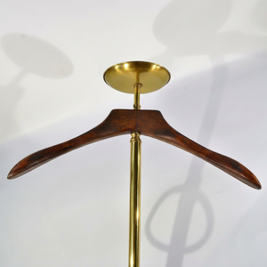 Vintage Brass <b>Valet</b> Stand with Wooden Suit Hanger Freestanding <b>Clothes</b> Rack Coat Jacket Trouser Organizer Bedroom Dressing Room - Product Image 2