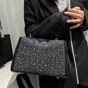 Sacs fourre-tout pour femmes à imprimé léopard et incrustations de diamants, sacs à bandoulière mode avec fermeture éclair, sacs fantaisie scintillants pour femmes - Product Image 2