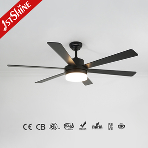 1stshine LED Ventilador de techo Factory 56 "Negro 6 MDF Aspas Ventilador de techo inteligente con control remoto y Luz - Product Image 1
