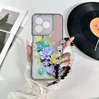 Coques de téléphone personnalisées de luxe en TPU et PC avec paillettes et cordon pour 17 Pro/16/15/14 Pro/13