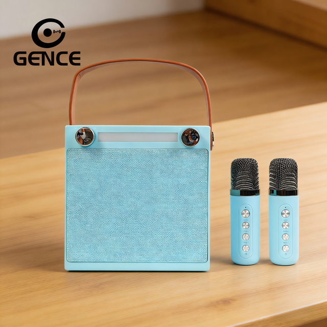 GENCE 2026 New Mini Karaoke Speaker Dual Wireless Microphones for 5.0 RGB LED Portable Party Sound System for Home/Outdoor