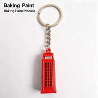 Porte-clés en métal style britannique, bus rouge à deux étages, cabine téléphonique, souvenir de Londres, porte-clés en alliage de zinc, cadeau