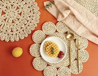 Sous-plats modernes naturels ronds tissés pour les fêtes de Noël et la table de cuisine