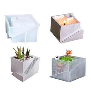 3D Facile à Utiliser Pas Cher Brillant Deux Facettes Deux Escaliers Motif Silicone Moule pour Diy Ciment Résine Mousse Succulente Vase - Product Image 1