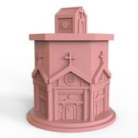 Cadeaux personnalisés vases vides en conteneur miniature en ciment béton magnifique croix église architecture pot à bougie en cire de soja avec couvercle