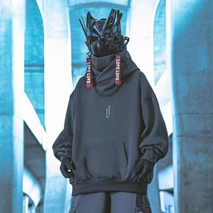 Cyberpunk Style Clothing Double Neck <strong>Hoodie</strong> <strong>Techwear</strong> Harajuku Men's <strong>Hoodie</strong> Hip Hop Streetwear Pullover <strong>Hoodie</strong> - Product Image 4