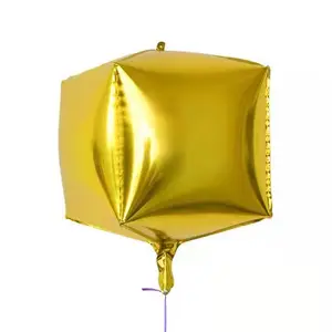 22英寸4d方形六面铝箔气球，用于生日快乐派对婚礼情人节装饰氦箔气球