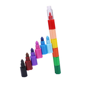 スタッキングミニカラークレヨン、<span class=keywords><strong>MINI</strong></span>サイズキッズカラーペンシル12色プラスチック取り外し可能弾丸シルキークレヨン子供用 - Product Image 1