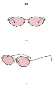 Diamond <b>Sunglasses</b> Low Moq Classic Shades Women Fashionable Retro Oval <b>Sunglasses</b> for Men and Woman - Uv protection and Stylish - Product Image 4