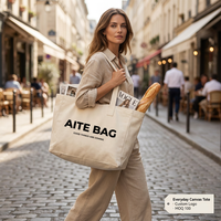 Grand sac fourre-tout en toile de marque avec poignée longue, logo personnalisé, sac de courses réutilisable en coton écologique, vente en gros OEM