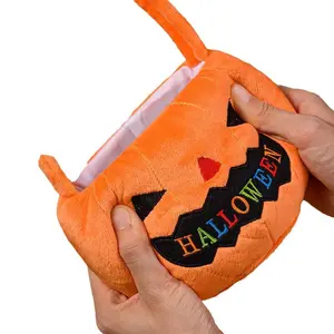 Halloween melão lâmpada saco de doces brinquedo portátil das crianças balde de açúcar adereços pequena cesta de presente decoração saco melão