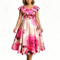 Robe longue évasée à imprimé floral décontractée pour femme, personnalisable OEM, épaules dénudées, coupe trapèze, pour invitées de mariage et soirées, Vestido Sehe Fashion