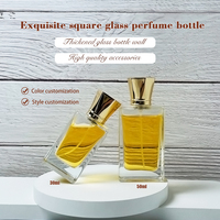 Botol semprot kosmetik bening kotak, botol parfum kaca kristal 50Ml dinding ganda kustom kelas tinggi mewah