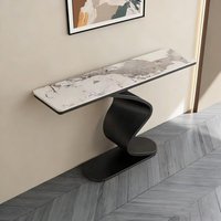 Console d'entrée de style italien moderne et minimaliste, avec plateau en pierre frittée et métal, de haute qualité, pour couloir, étagère décorative de luxe