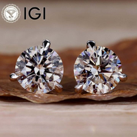 Сертифицированные IGI GIA бриллианты HPHT CVD, выращенные в лаборатории, из цельного золота 14k 18k, серьги-пусеты с 4 крапанами, 1, 2, 3 карата