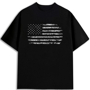 T-shirt pour homme 180 g/m², poids lourd, 100 % coton, coupe classique, col rond, imprimé drapeau américain, expédié depuis l'entrepôt américain - Product Image 1