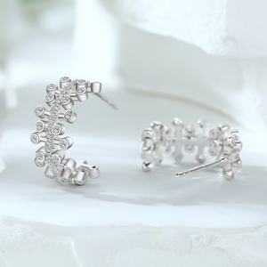 Boucles d'oreilles clous de mariage en argent sterling 925 de haute qualité, zircon géométrique de luxe, tendance, fiançailles, fête, anniversaire, rhodié - Product Image 5