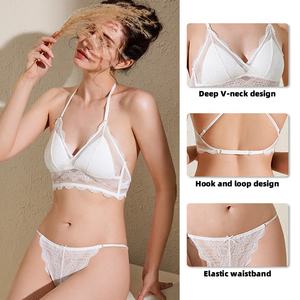 مجموعات حمالة صدر وموجز الصيف الأكثر مبيعًا على شكل حرف U ملابس داخلية خلفية من الدانتيل خالية من الصلب حمالة صدر رقيقة على الطراز الفرنسي طقم حمالة صدر على شكل مثلث - Product Image 3