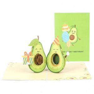 Nouvelles cartes pop-up en papier artisanal avec un adorable avocat pour un joyeux anniversaire - Product Image 1