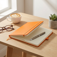 Carnet à spirales A5 en cuir PU avec logo personnalisé, couverture rigide, bande élastique en PVC/tissu, boucle pour stylo, lignes, journal – Cadeau d'affaires/bureau