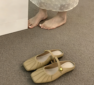 Nouvelles mules plates à bout fermé pour femme Printemps-Été 2026, demi-chaussons Mary Jane pour l'extérieur, sandales <span class=keywords><strong>Muller</strong></span> polyvalentes à enfiler - Product Image 4