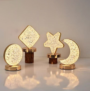 Lámpara de Mesa Cuadrada LED acrílica moderna, luz de noche de luna y Estrella, batería blanca cálida, recargable, inalámbrico, hogar, restaurante, control remoto - Product Image 2