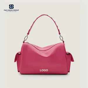 PA0719 Custom Logo In Pink Small PU Leather Shoulder Handbag Crossbody Bag Women