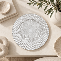 Assiette de présentation moderne de 13 pouces en plastique durable, revêtement poudré, style européen, vert, texturée, élégante, décorative, pour mariage